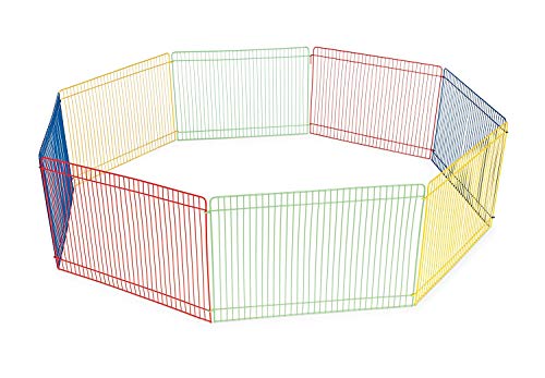 Prevue Pet Products Multi-Color Small Pet Playpen - Animal Pen for Rabbits, Guinea Pigs, Hamsters, Tortoises, Bunny Enclosure, Easy to Assemble, Indoor & Outdoor