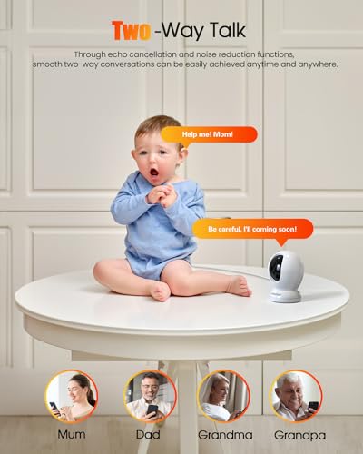 4MP Indoor Security Camera,360°Pet Camera Indoor,Baby Monitor with Phone App,Support 5G/2.4Ghz WiFi,Dog Cameras with Speaker, AI Motion Detection,2-Way Audio for Home/Baby/Cat Camera,No Subscription
