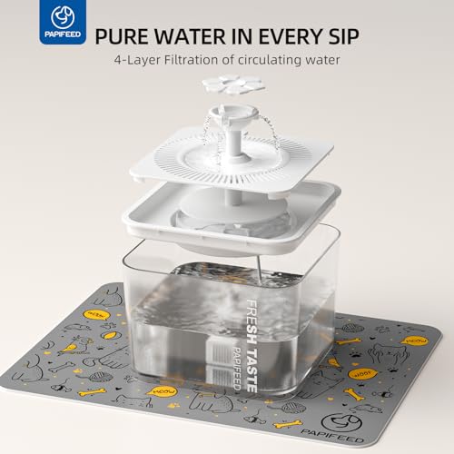 PAPIFEED Automatic Cat Feeder and Water Fountain, 3L/12 Cups 2.4G WiFi Pet Feeder with Stainless Steel Bowl, Smart APP Control for Remote Feeding, 1-12 Meals Per Day, Detachable for Easy Clean (White)