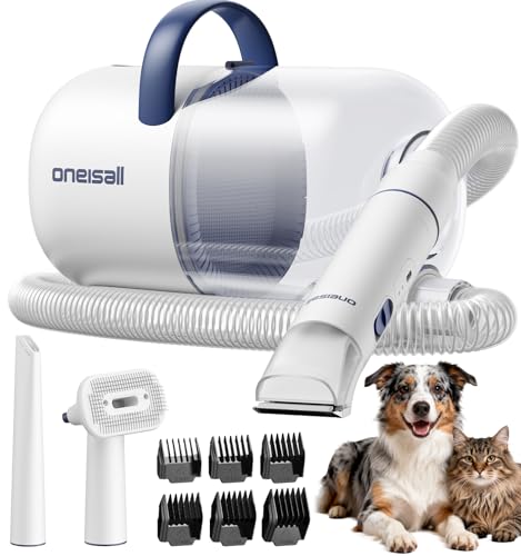oneisall Dog Grooming Vacuum - 15000Pa Suction, Captures 99% Pet Hair to Reduce Shedding, Dog Grooming Clippers & Quiet Brush (≤59dB) with 4 Accessories, 2L Dust Canister for Home Cleaning