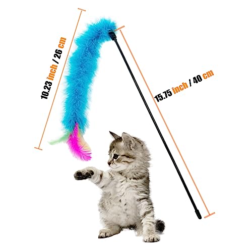CATENEED Cat Wand Feather Toys, 6 Pieces Interactive Cat Feathers Teaser Toy for Indoor Cats Play