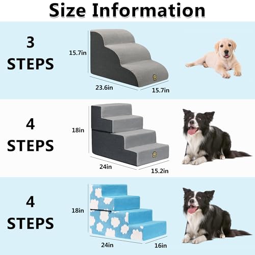 OYLZ Pet Steps Dog Stairs for Sofa Couch and Bed High Density Sponge Pet Ramp with Removable Washable Cover Non-Slip Base Stable Dog Steps 15.7" H