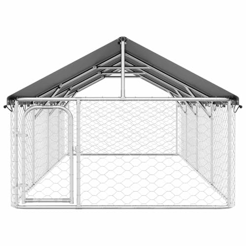 vidaXL Outdoor Dog Kennel with Roof 236.2"x78.7"x59.1"