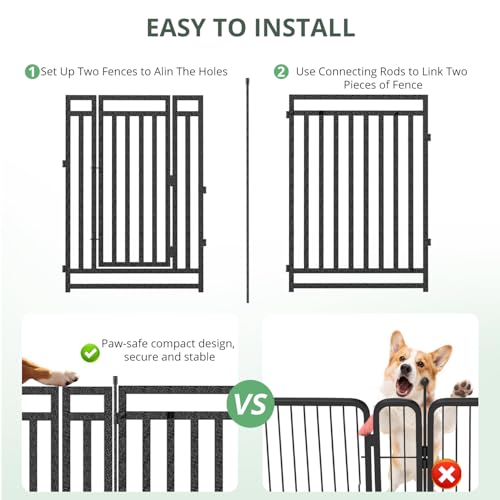 Petorldog Dog Fence Outdoor for Yard Dog Playpen Indoor 40" Height 16 Panels Portable Puppy Playpen Dog Kennel for RV Camping(Black-Silver)