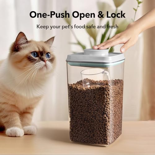 Ankou Dog Food Storage Container with 130ml Scoop – 4L/4.2qt Airtight Dog Food Container for Kibble & Treats, BPA-Free Cat Food Storage Container, Stackable Pop Lid Plastic Container with Lid