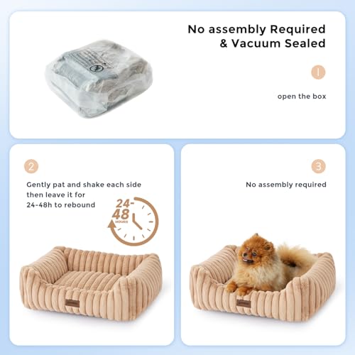 ZOMISIA Large Cat Beds - Orthopedic Dog Bed for Medium Dogs, Rectangle Pet Bed with Fluffy Removable Washable Cover, 25x21x9inches, Grey