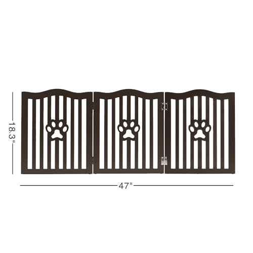 Trimate, Pet Gate, Wooden Free Standing Dog Gate for Small Dogs and Cats. Great Folding Fence for Doorways, Halls, Stairs. Espresso