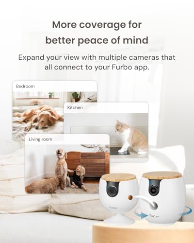Furbo [New] Mini 360° Camera + Mini Cam [New Subscription Required at Setup] (2-Camera Bundle Nanny Pro Subscription): Pet Safety Alerts, Dog & Cat Cameras with Speaker, Phone App & Night Vision