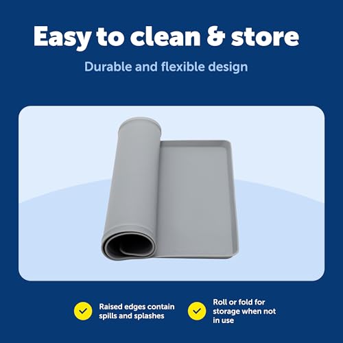 PetSafe Fountain and Feeder Mat, for Dogs and Cats, Silicone Food and Water Placemat, 26 in X 16 in, Waterproof, Dishwasher Safe, Pet Food Mat with Lip