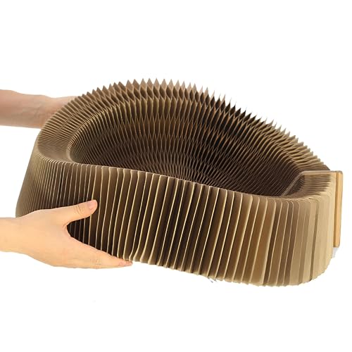 BobbyPet Cat Scratcher Lounge Bed - Collapsible Round Shape for Big Cat, Honeycomb Paper, 20 Inch