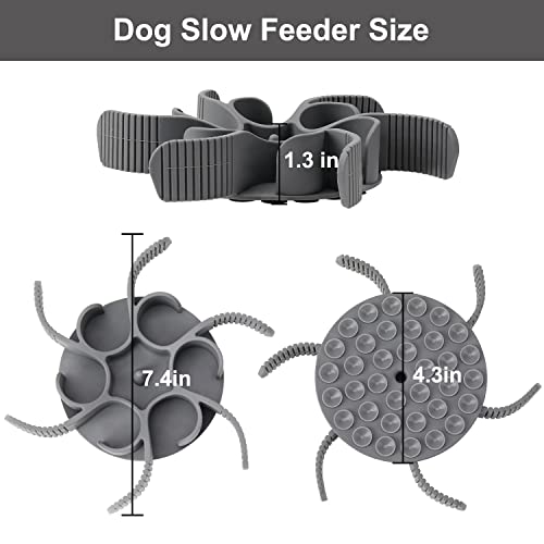 Anipaw Dog Slow Feeder Bowls Silicone Spiral Pet Food Feeder Insert to Slow Down Eating for Large Medium Small Breed Dogs Perfect with Stainless Steel Glass Ceramic Pet Bowls (Grey)