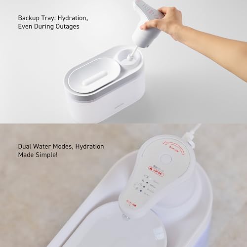ELECOM Silent Cordless Automatic Pet Water Fountain, 2.5L Capacity, Motion Sensor & Timer Mode, Rechargeable 5200mAh Battery, 3-Layer Filtration, for Cat and Small Dog (White)
