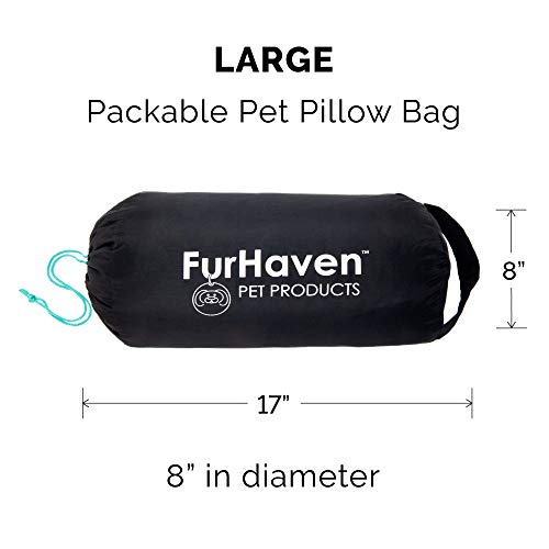 Furhaven Outdoor Travel Dog Bed for Large/Medium Dogs w/ Carry Bag, Washable & Foldable, Great for Crates & Kennels - Trail Pup Travel Pillow Mat w/ Stuff Sack Bag - Paprika/Camo-Paw, Large