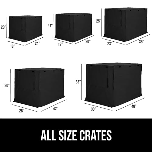 GORILLA GRIP Dog Crate Covers Compatible with Amazon Basics Dog Crates, All Sides Open, Privacy Cover Fits 36" Wire Kennel, Breathable Mesh Windows, Light Reducing Puppy Training Cage Topper, Black