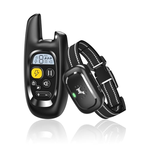 Dog Shock Collar with Remote Control- Training Collar for Small Medium Large Dogs, Electric Collar for Dogs Training Rechargeable, E Collar with Beep, Vibration & Shock-Lock Keypad