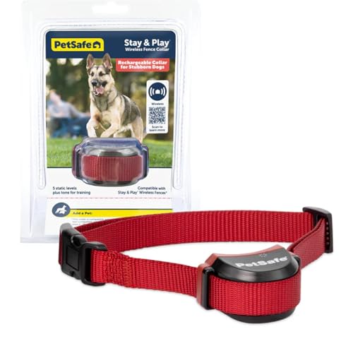 PetSafe Stubborn Dog Stay & Play Wireless Pet Fence Receiver Collar, Waterproof, Rechargeable, Tone and Static Correction, PIF00-13672, One Size, from the Parent Company of the Invisible Fence Brand