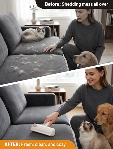 ORDORA Pet Hair Removal Tool: Reusable Lint Roller for Pet Hair - Portable Pet Hair Remover - Dog and Cat Hair Remover for Couch, Bedding, Car, Rugs & Furniture, Eco-Friendly, for Multi-Pet Homes