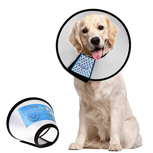 Supet Dog Cone Collar to Stop Licking, Comfortable Elizabeth Recovery Collar for Large Medium Dogs After Surgery, Soft Pet Neck Head Cone Alternative（L）