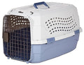 Amazon Basics Sturdy Portable 2-Door Top-Load Hard-Sided Pet Travel Carrier with Secure Ventilation, Handle, Front & Top Entry for Dogs, Cats, 22.8"L x 15"W x 13"H, Gray & Blue