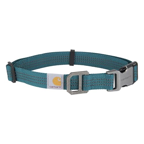 Carhartt Nylon Webbing Dog Collar, Fully Adjustable W/Durable Side Release Buckle and Reflective Stitching, Shaded Spruce, Medium