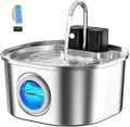 Voluas Stainless Steel Cat Water Fountain: 108oz/3.2L Wireless Cat Fountain Battery Operated for Drinking Indoor, Automatic Pet Water Dispenser Bowl with Ultra Quiet Pump, Easy Clean BPA-Free, 1Filter