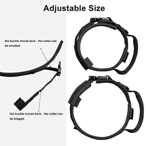 DAGANXI Tactical Dog Collar, Adjustable Military Training Nylon Dog Collar with Control Handle and Heavy Metal Buckle for Medium and Large Dogs, with Patches and Airtags Case (M, Black)