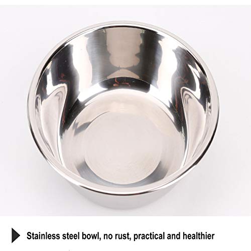 Tineer Double Pet Dog Slow Feeder Bowl,Stainless Steel Anti-Choke Puppy Food and Water Feeder for Dog Cats (White)