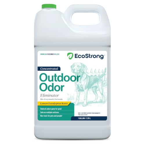 Eco Strong Outdoor Odor Eliminator Outside Dog Urine Enzyme Cleaner Powerful Pet, Cat, Animal Scent Deodorizer | Professional Strength for Yard, Turf, Kennels, Patios, Decks (128 OZ)