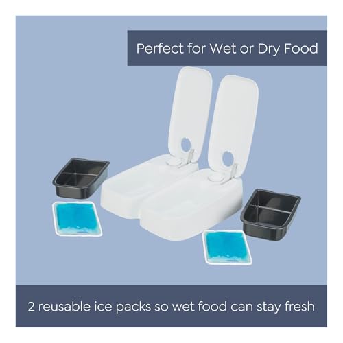 Trixie TX2 Automatic Food Dispenser, Two Food Bowls, Dual Timer, 48 Hour Timer, Battery Operated, White