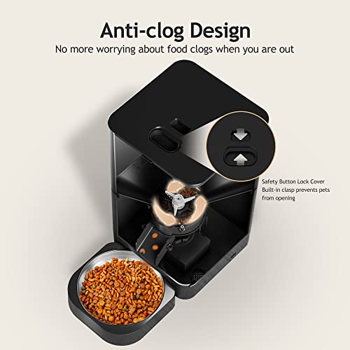 VOLUAS Automatic Cat Feeders - Pet Dry Food Dispenser with Timer, Automatic Cat Feeders with Desiccant Bag, Programmable Portion Size Control 4 Meals Per Day, 10s Voice Recorder