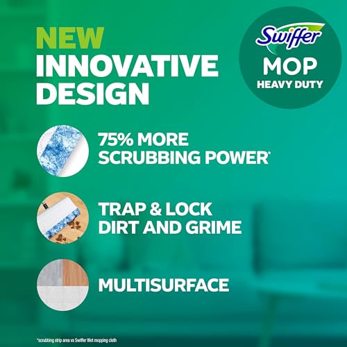 Swiffer Heavy Duty Mop Wet Multi-Surface Cloth Refills for Floor Mopping and Cleaning, Pet with Febreze Odor Defense, 20 count