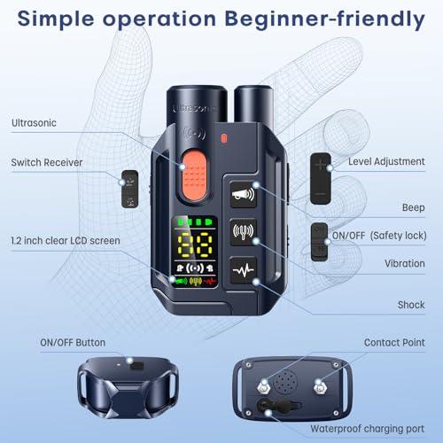 Dog Shock Collar with Remote Control, 4200FT Range, 4 Modes for Dog Training, Equipped with Ultrasonic Anti Barking, Rechargeable IP67 Waterproof Safe E Collar for Small Medium Large Dogs (10-150lbs)