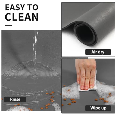 HotLive Dog Food Mat - Absorbent Cat Mat for Food and Water, No Stains Pet Feeding Bowl Mat, Easy to Clean Pet Placemats, Quick Dry Dog Water Dispenser Mat for Messy Drinkers | Dark Grey 12"x 19"
