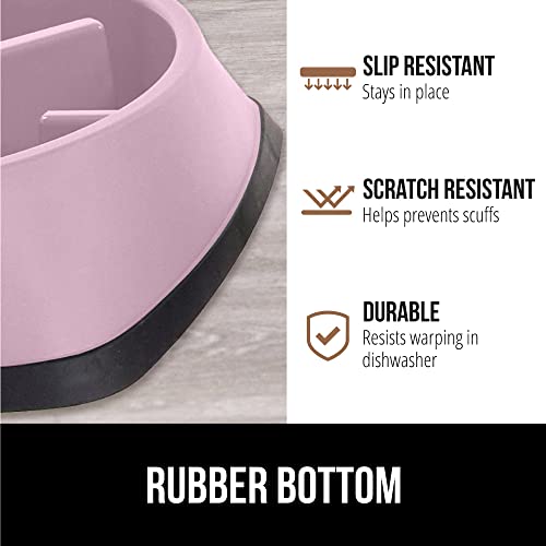 GORILLA GRIP® Patented BPA Free Slow Feeder Dog Bowls, Interactive Puzzle Toy for Dogs and Cats Food Training Enrichment, Keeps Pets Busy and Prevents Puppy Overeating, Small Breeds, 1 Cup, Pink