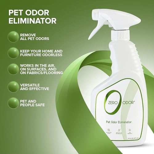 Zero Odor Pet Odor Eliminator, Air and Surface Odor Remover for Carpet, Furniture, and Pet Beds, Trigger Spray, 16 fl oz