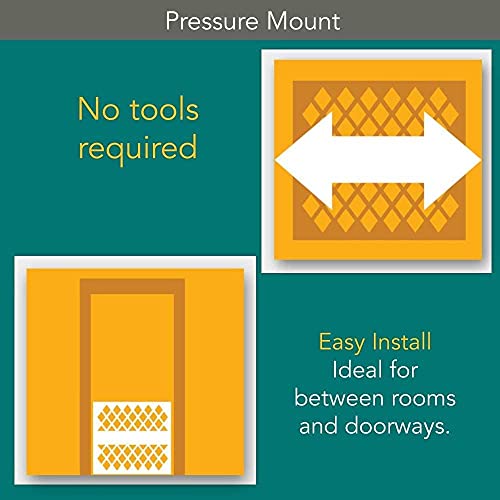 MYPET North States Paws Portable Pet Gate: 26-40" Wide. Pressure Mount. No Tools Needed. Made in USA. Dog Gate 23" Tall, Expandable, Durable Dog Gates for Doorways, Light Gray