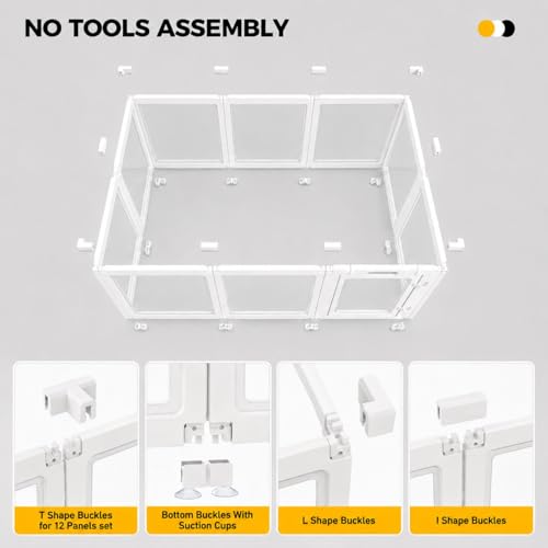 EVERFRONT Clear Acrylic Dog Playpen - Clear Dog Play Pen - Easy Assemble Acrylic Dog Playpen - Puppy Playpen, Cat Playpen, Small Animal Playpen, Dog Play Pen Indoors