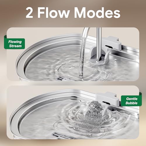 Cat Water Fountain Stainless Steel: 108oz/3.2L Cat Fountain for Drinking - Pet Water Fountain Inside - Automatic Dog Watering Dispenser Bowl - Pet Feeding & Watering Supplies - Water Level Window