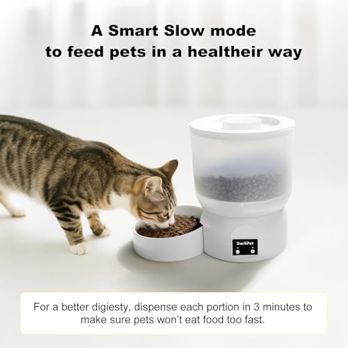 Darlipet Automatic Cat Feeder with 270-Day Battery Life, Rechargeable Auto Cat Feeder with Slow Feed Mode & Very Quiet Dispensing, 2.5L Bluetooth Small cat Food Dispenser for Cats & Small Dogs