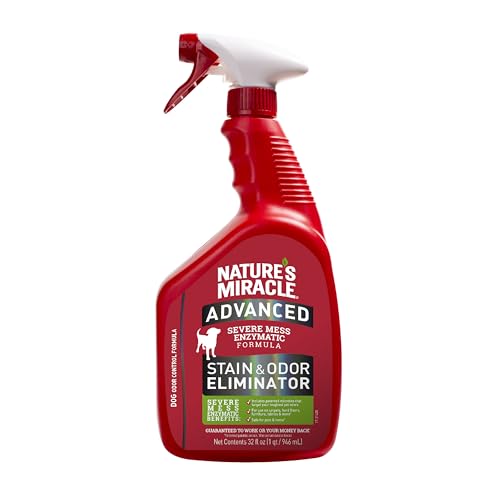 Nature’s Miracle Advanced Stain and Odor Eliminator Dog Spray, Fresh Scent, Severe Mess Enzymatic Formula For Tough Pet Messes, 32 oz