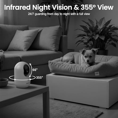 INFIYA 2K Indoor Camera-One-Touch Call Baby/Elderly Monitor Pet Camera 360° PTZ & Intelligent Tracking for Home Security, Compatible with Alexa/Google Home(2.4GHz WiFi Only) - K7 2P