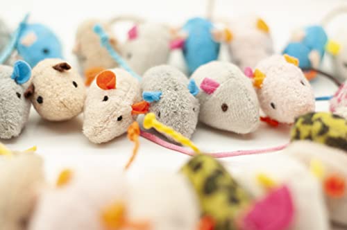 Fashion's Talk Mouse Cat Toys Soft Plush Catnip Mice Assorted Style Variety Pack 32 Count