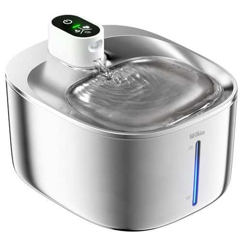 Cat Water Fountain Stainless Steel, 138fl.oz / 4.1L Cat Fountain, Pet Water Dispenser Cordless for Cats & Dogs Indoor