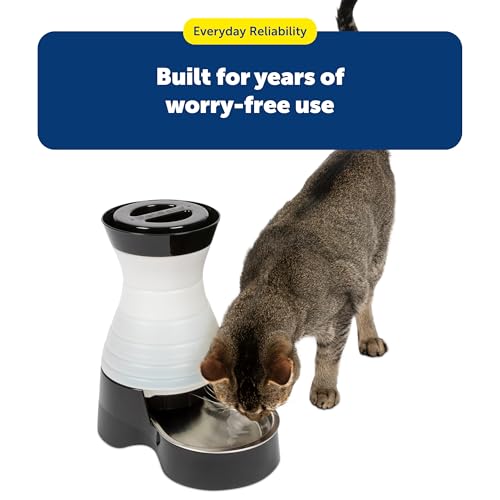 PetSafe Healthy Pet Water Station - Small, 64 oz Capacity - Gravity Pet Water Fountain, Automatic Cat Water Fountain, Dog Water Fountain, Water Dispenser - Removable Stainless Steel Bowl Included