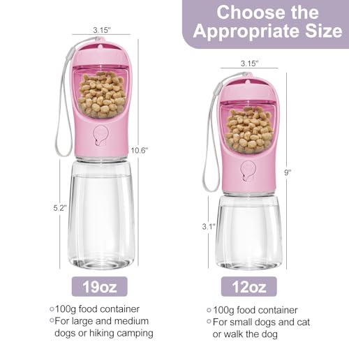 Dog Water Bottle, Portable Water Bottle with Food Container for Dogs Cat Pet Hiking Walking Travel Camping, Leak-Proof Dog Water Bowl Dispenser with Feeder Function Puppy Essentials