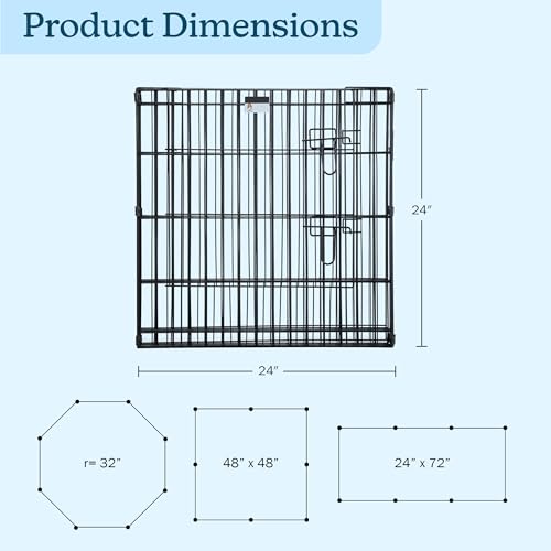 Puppy Playpen - Foldable Metal Exercise Enclosure with Eight 24-Inch Panels - Indoor/Outdoor Fence for Dogs, Cats, or Small Animals by PETMAKER