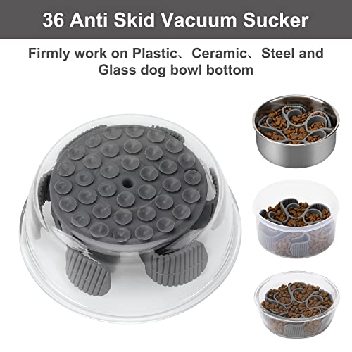 Anipaw Dog Slow Feeder Bowls Silicone Spiral Pet Food Feeder Insert to Slow Down Eating for Large Medium Small Breed Dogs Perfect with Stainless Steel Glass Ceramic Pet Bowls (Grey)