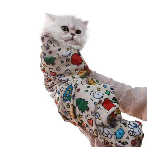 CKNCY 27.6" Cat Grooming Wrap Cat Wrap for Cutting Nails Cat Restraint for Nail Clipping Cat Swaddle Wrap Cat Burrito Wrap L(Within 15lbs) Anti-Scratch Anti-Escape Multifunctional Pet Tool