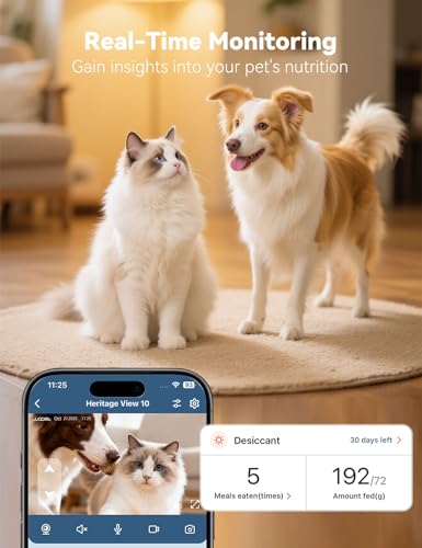 WOPET Automatic Cat Feeder with Camera for Two Cats, 6L Automatic Dog Feeder with HD Video and Night Vision, 5G/2.4G WiFi Pet Feeder for Cats & Dogs, SD Card Storage & 2-Way Audio