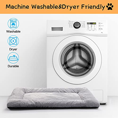 Dog Beds Crate Pad for Extra Large Dogs Fit Metal Crates,Ultra Soft Bed Washable & Anti-Slip Kennel Cozy Sleeping Mat,Gray 48inch
